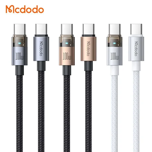 کابل تبدیل فست شارژ Mcdodo CA-5580 Type-C to Type-C LED 5A PD 100w 1.2m